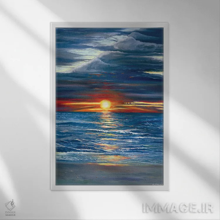 تابلو دکوراتیو غروب ناپل اثر کرتیس فانک - نمای قابدار سفید