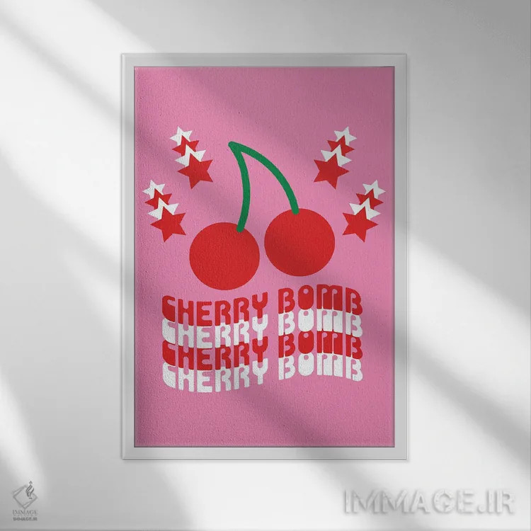 تابلو دکوراتیو بمب گیلاس اثر دیزاینز سرکا ۷۸ - نمای قابدار سفید