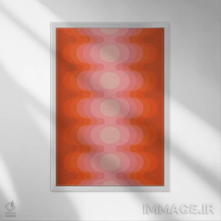 تابلو انتزاعی پژواک بیرونی توت فرنگی اثر دیزاینز سرکا ۷۸ - نمای قابدار سفید