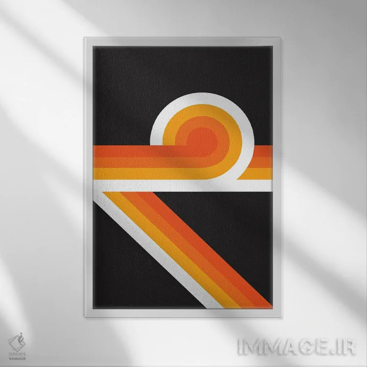 تابلو انتزاعی حلقه زن شعله اثر دیزاینز سرکا ۷۸ - نمای قابدار سفید