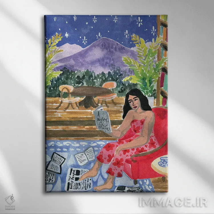 تابلو دکوراتیو مطالعه با منظره اثر کارولین چسیا - نمای روبهرو روی دیوار