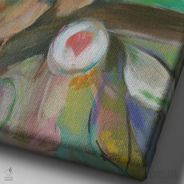 تابلو دکوراتیو دو عشق اثر کانی کالم - نمای نزدیک بافت بوم