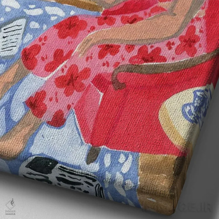 تابلو دکوراتیو مطالعه با منظره اثر کارولین چسیا - نمای نزدیک بافت بوم