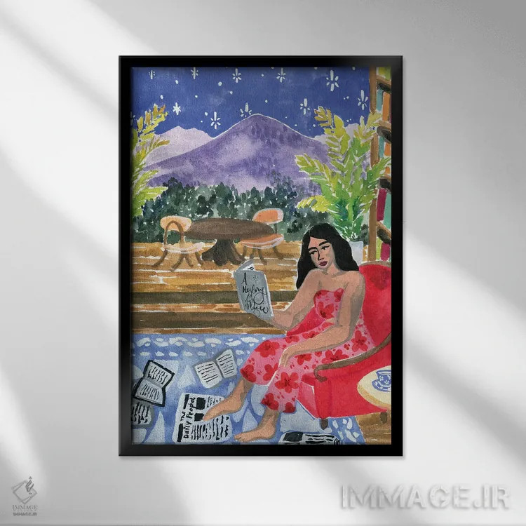 تابلو دکوراتیو مطالعه با منظره اثر کارولین چسیا - نمای قابدار مشکی