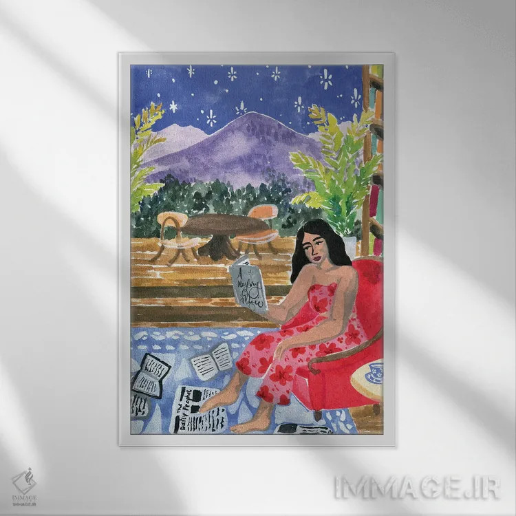 تابلو دکوراتیو مطالعه با منظره اثر کارولین چسیا - نمای قابدار سفید