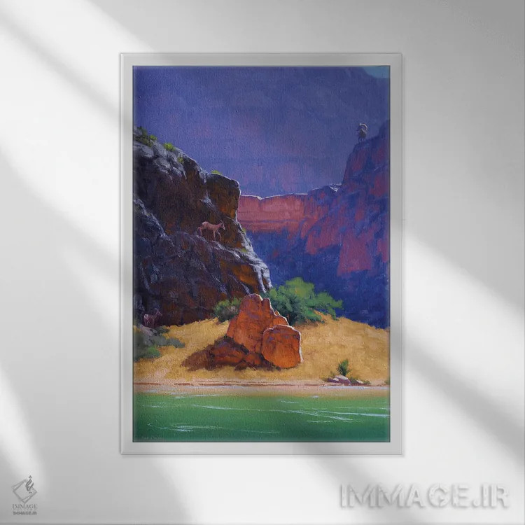 تابلو دکوراتیو میان سنگ و سختی اثر کدی دی لانگ - نمای قابدار سفید