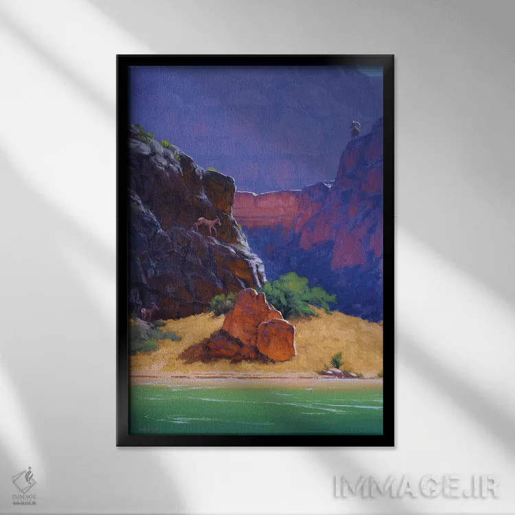 تابلو دکوراتیو میان سنگ و سختی اثر کدی دی لانگ - نمای قابدار مشکی