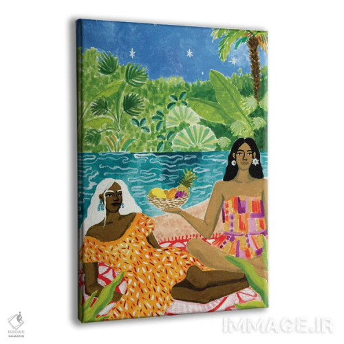 تابلو دکوراتیو بانوان کنار رودخانه اثر کارولین چسیا - نمای پرسپکتیو محصول