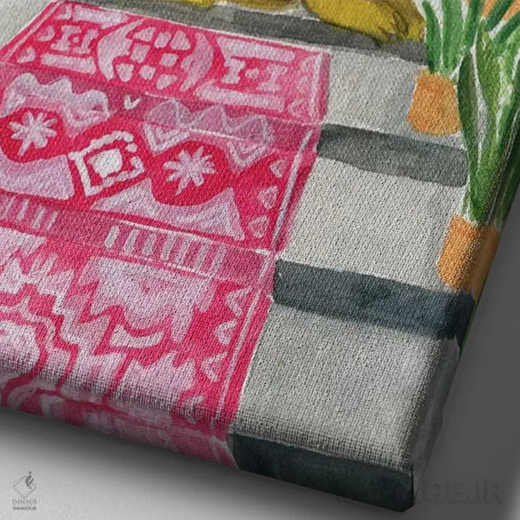 تابلو دکوراتیو شیر ماده در محراب اثر کارولین چسیا - نمای نزدیک بافت بوم