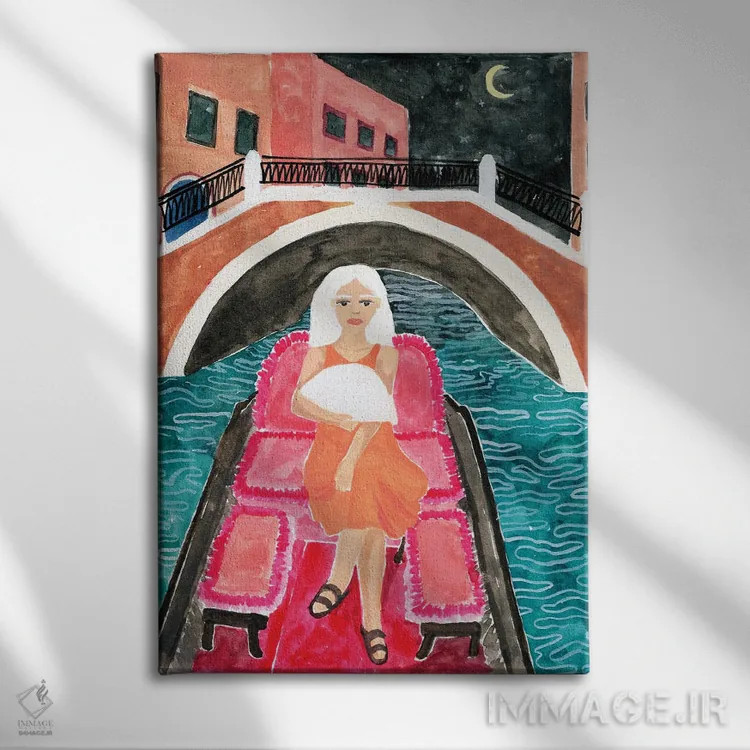 تابلو دکوراتیو گوندولا در ونیز اثر کارولین چسیا - نمای روبهرو روی دیوار