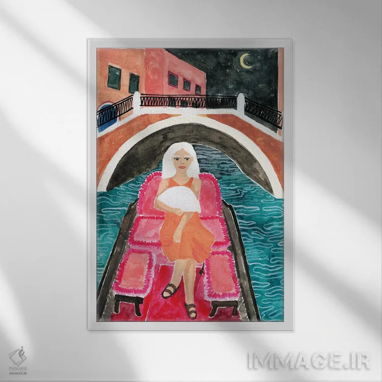 تابلو دکوراتیو گوندولا در ونیز اثر کارولین چسیا - نمای قابدار سفید