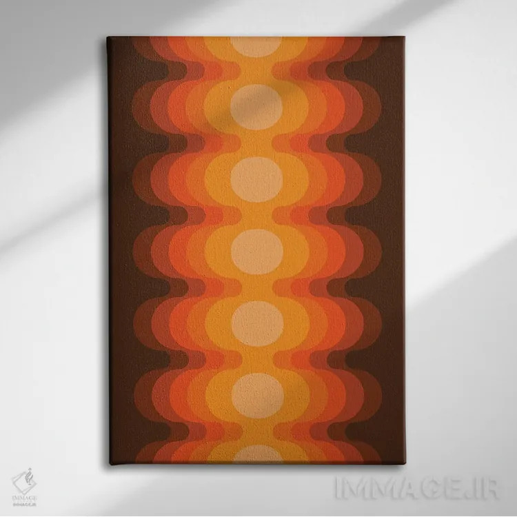 تابلو انتزاعی پژواک طلایی بیرونی اثر دیزاینز سرکا ۷۸ - نمای روبهرو روی دیوار