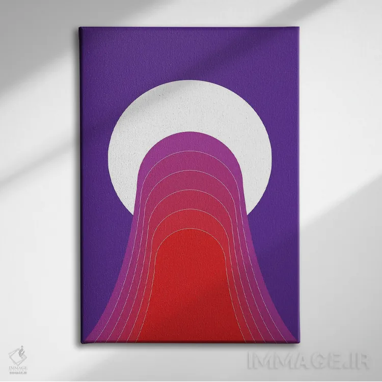 تابلو انتزاعی غروب بیابان اثر دیزاینز سرکا ۷۸ - نمای روبهرو روی دیوار