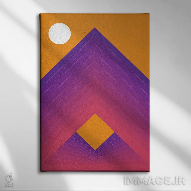 تابلو انتزاعی سپیده دم اثر دیزاینز سرکا ۷۸ - نمای روبهرو روی دیوار