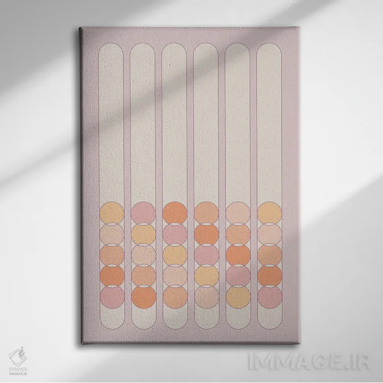 تابلو انتزاعی لغزنده یاسی اثر دیزاینز سرکا ۷۸ - نمای روبهرو روی دیوار