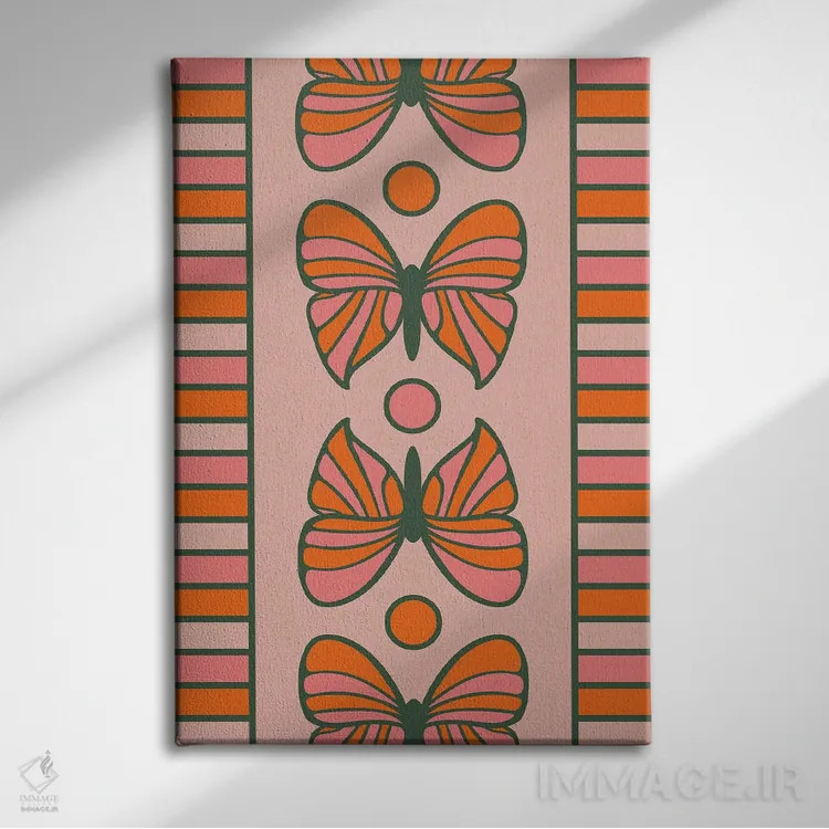 تابلو مدرن خط پروانه ای اثر دیزاینز سرکا ۷۸ - نمای روبهرو روی دیوار