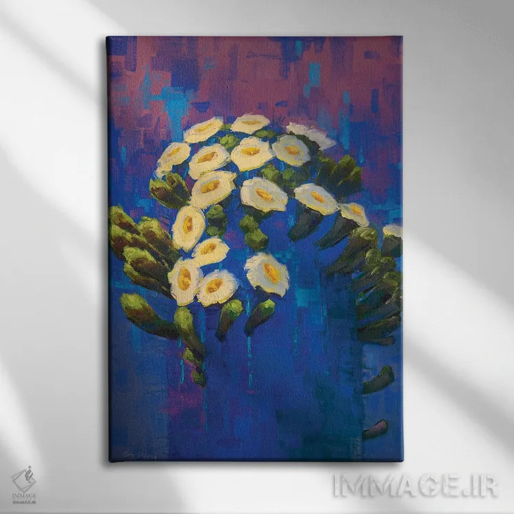 تابلو دکوراتیو ساگوارو در آبی اثر کدی دی لانگ - نمای روبهرو روی دیوار