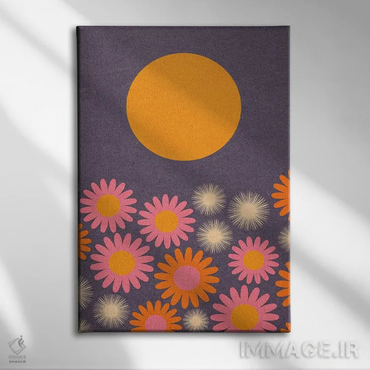 تابلو انتزاعی بهار نزدیک است اثر دیزاینز سرکا ۷۸ - نمای روبهرو روی دیوار