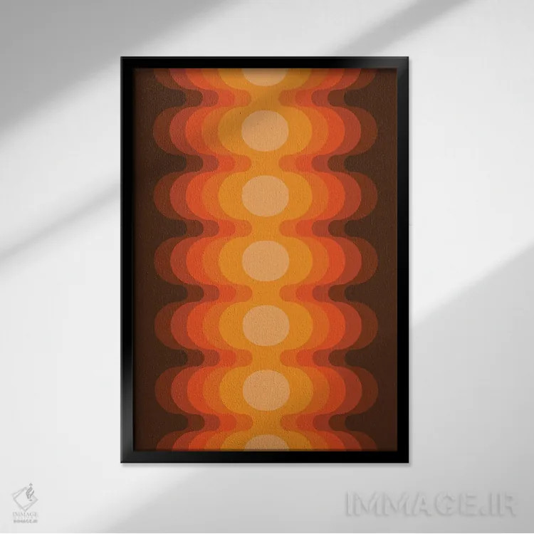 تابلو انتزاعی پژواک طلایی بیرونی اثر دیزاینز سرکا ۷۸ - نمای قابدار مشکی