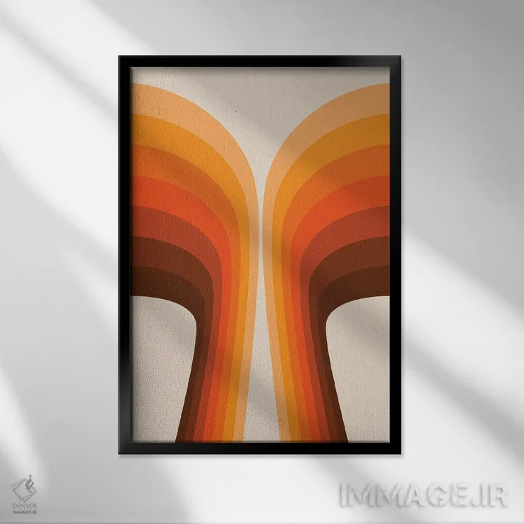 تابلو انتزاعی بال طلایی اثر دیزاینز سرکا ۷۸ - نمای قابدار مشکی