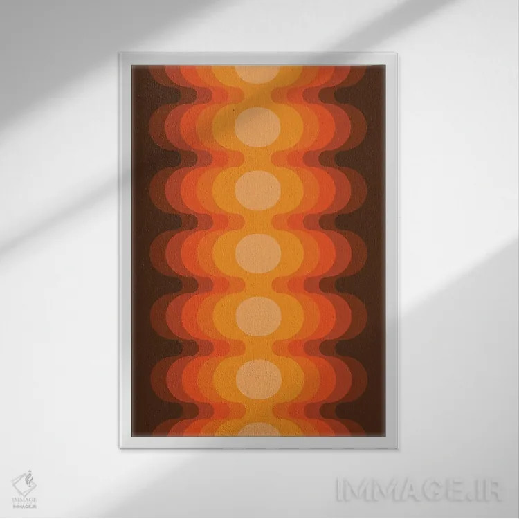 تابلو انتزاعی پژواک طلایی بیرونی اثر دیزاینز سرکا ۷۸ - نمای قابدار سفید