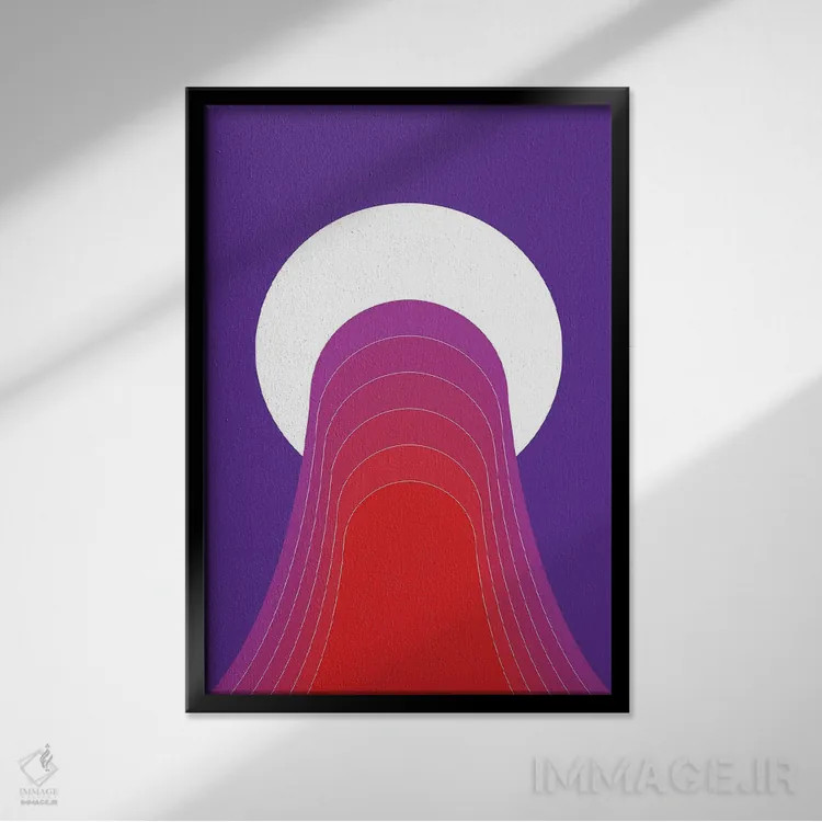 تابلو انتزاعی غروب بیابان اثر دیزاینز سرکا ۷۸ - نمای قابدار مشکی