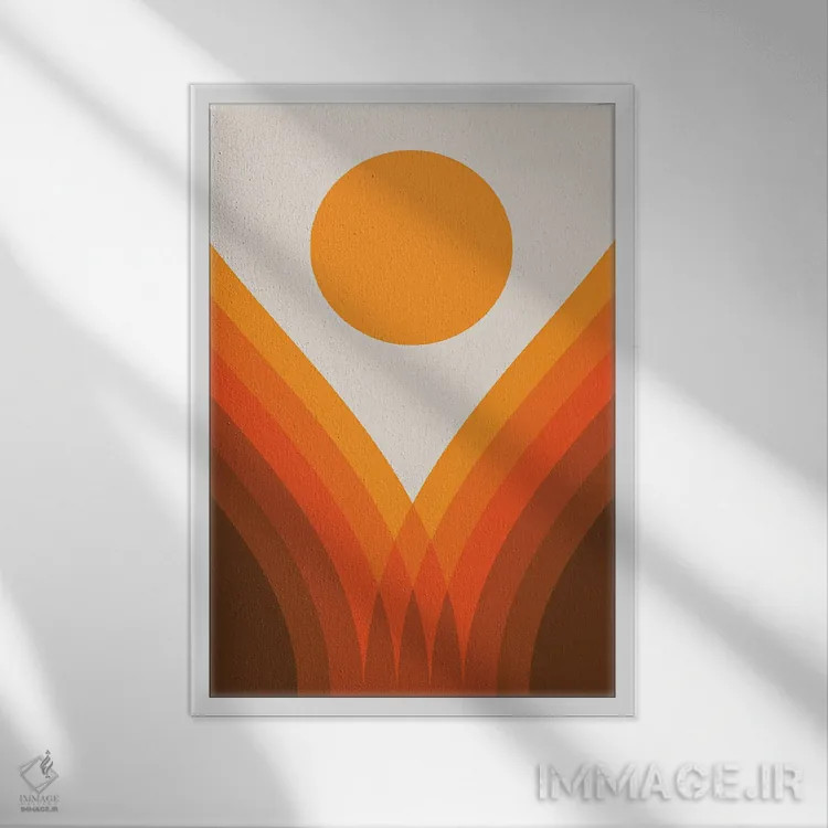 تابلو انتزاعی دره طلایی اثر دیزاینز سرکا ۷۸ - نمای قابدار سفید