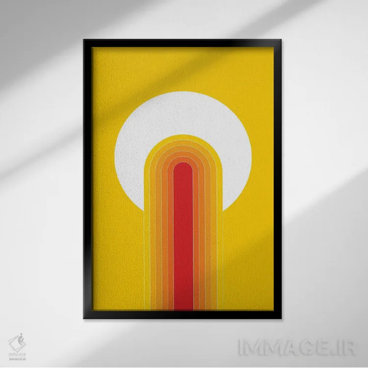 تابلو انتزاعی شعله بیابان اثر دیزاینز سرکا ۷۸ - نمای قابدار مشکی