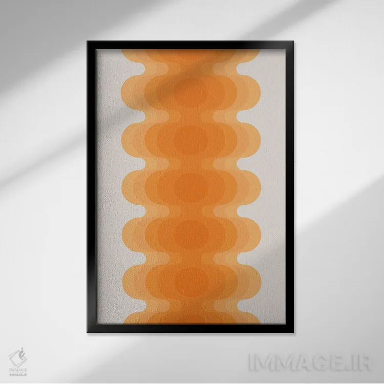 تابلو انتزاعی پژواک کرم آب میوه ای اثر دیزاینز سرکا ۷۸ - نمای قابدار مشکی
