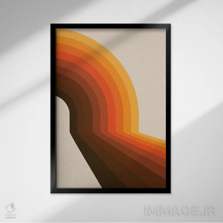 تابلو انتزاعی نیم کمان طلایی اثر دیزاینز سرکا ۷۸ - نمای قابدار مشکی