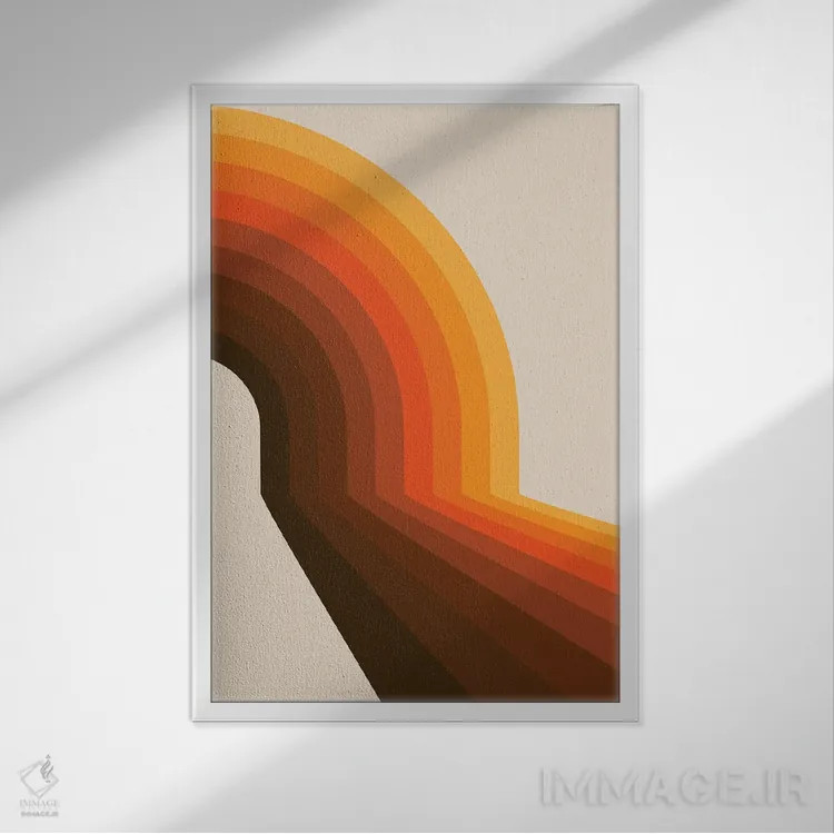 تابلو انتزاعی نیم کمان طلایی اثر دیزاینز سرکا ۷۸ - نمای قابدار سفید