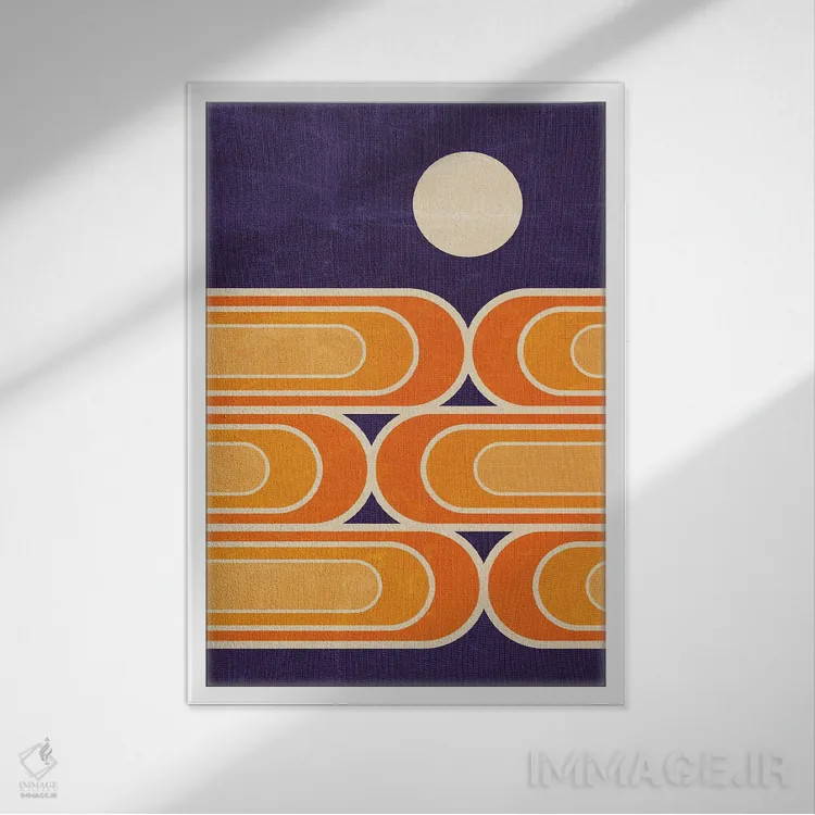 تابلو انتزاعی ماه ژوئیه اثر دیزاینز سرکا ۷۸ - نمای قابدار سفید