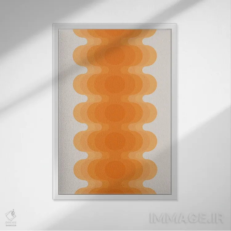 تابلو انتزاعی پژواک کرم آب میوه ای اثر دیزاینز سرکا ۷۸ - نمای قابدار سفید