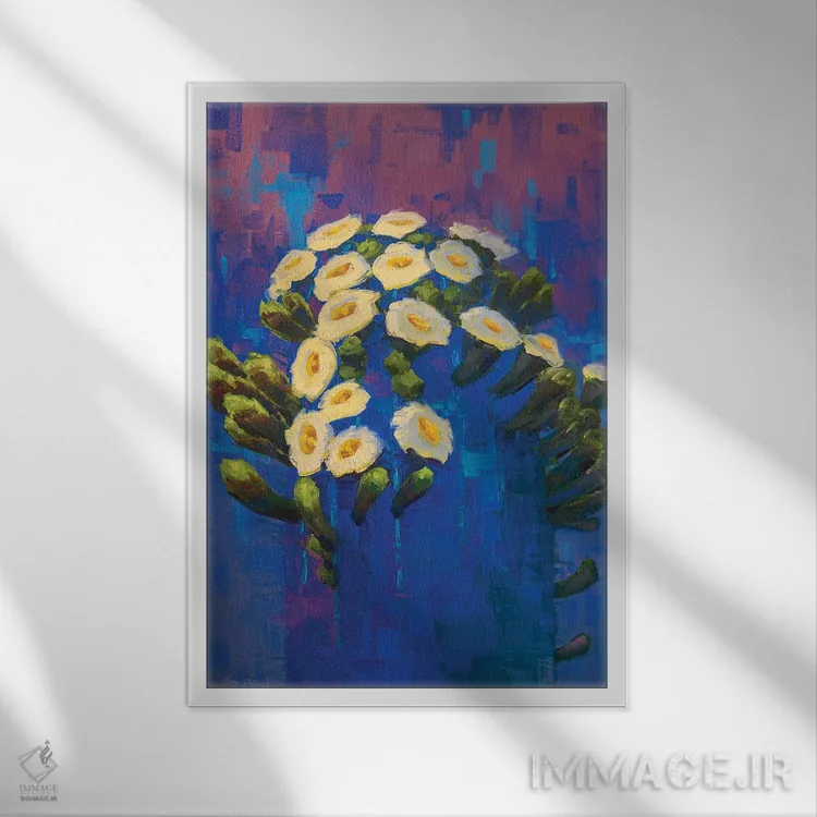 تابلو دکوراتیو ساگوارو در آبی اثر کدی دی لانگ - نمای قابدار سفید