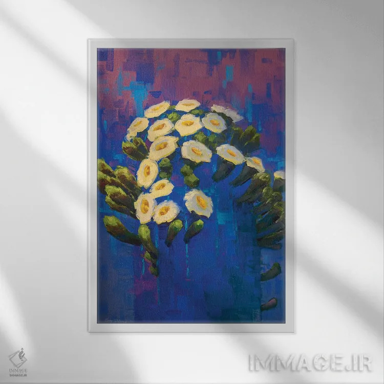 تابلو دکوراتیو ساگوارو در آبی اثر کدی دی لانگ - نمای قابدار سفید