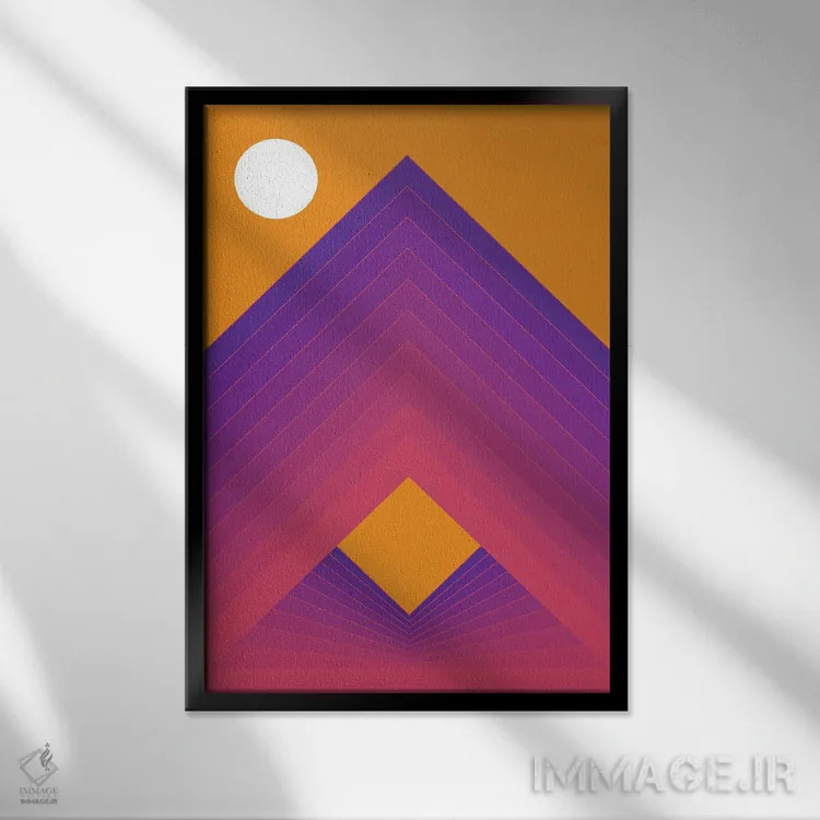 تابلو انتزاعی سپیده دم اثر دیزاینز سرکا ۷۸ - نمای قابدار مشکی