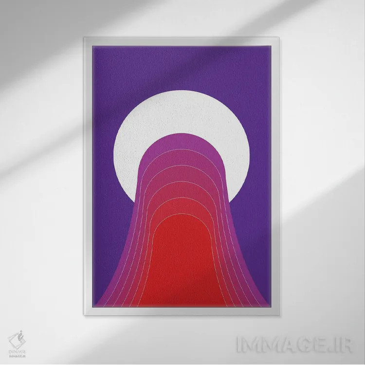 تابلو انتزاعی غروب بیابان اثر دیزاینز سرکا ۷۸ - نمای قابدار سفید