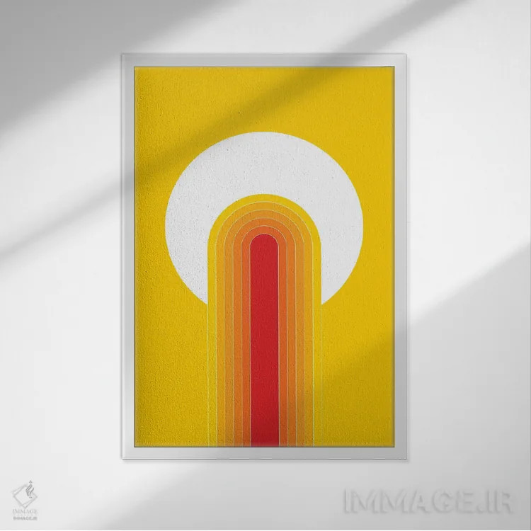 تابلو انتزاعی شعله بیابان اثر دیزاینز سرکا ۷۸ - نمای قابدار سفید