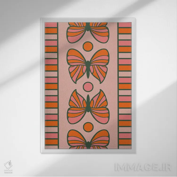 تابلو مدرن خط پروانه ای اثر دیزاینز سرکا ۷۸ - نمای قابدار سفید