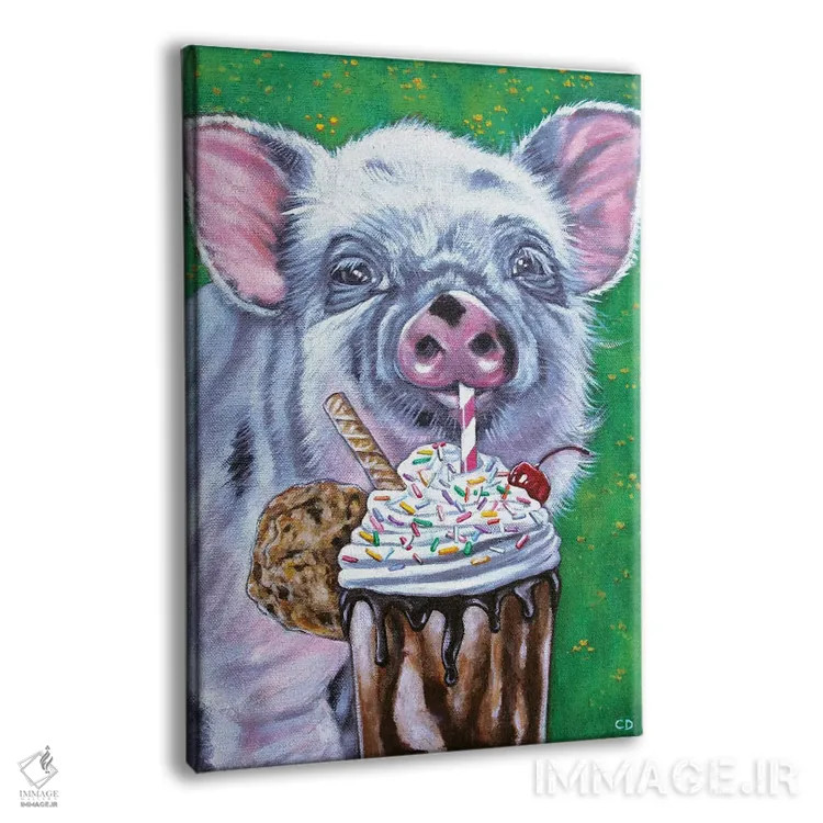 تابلو دکوراتیو خوکی اثر سیندی دودس - نمای پرسپکتیو محصول