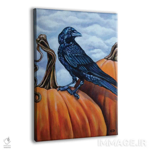 تابلو دکوراتیو کلاغ با کدو تنبل ها اثر سیندی دودس - نمای پرسپکتیو محصول