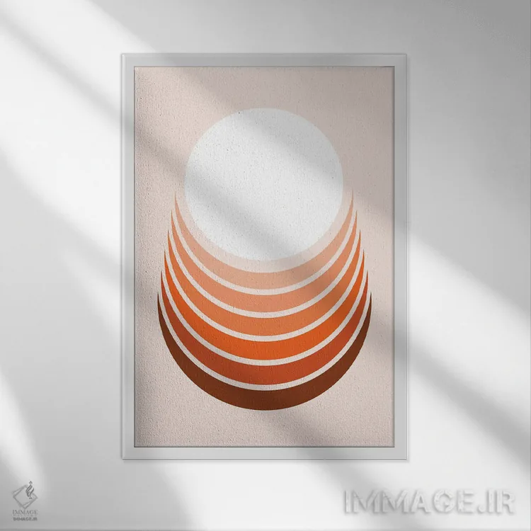 تابلو انتزاعی هلال صخره سرخ اثر دیزاینز سرکا ۷۸ - نمای قابدار سفید