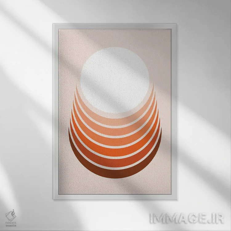 تابلو انتزاعی هلال صخره سرخ اثر دیزاینز سرکا ۷۸ - نمای قابدار سفید