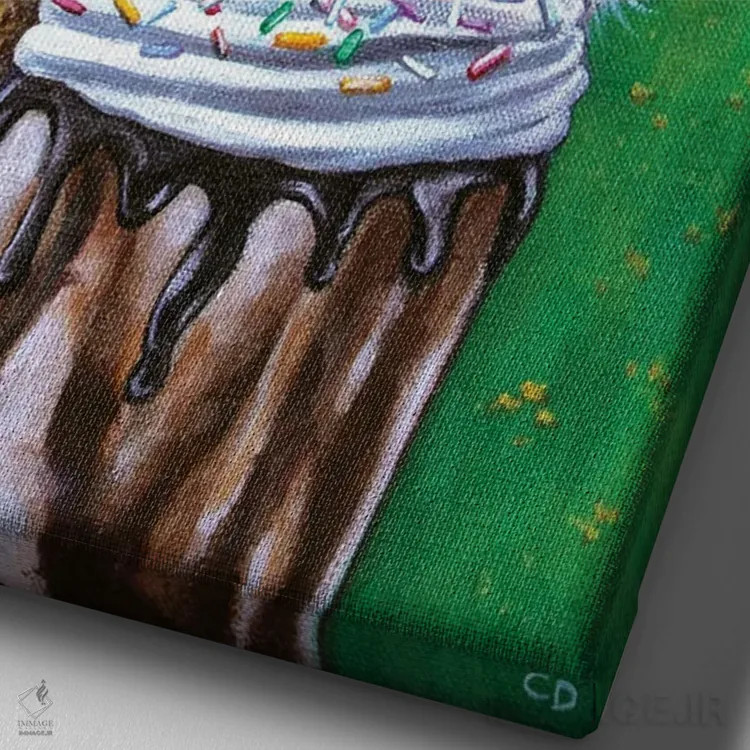 تابلو دکوراتیو خوکی اثر سیندی دودس - نمای نزدیک بافت بوم