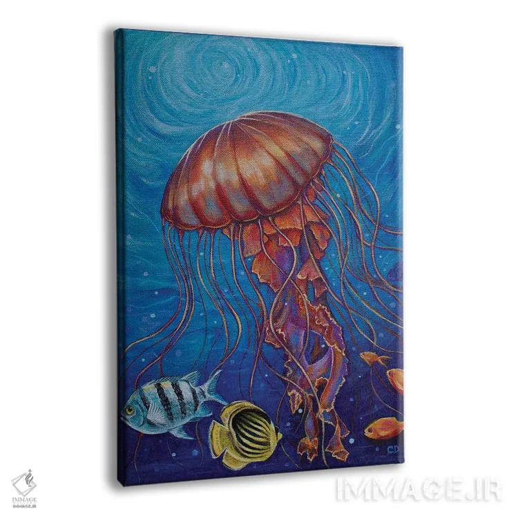 تابلو دکوراتیو عروس دریایی اثر سیندی دودس - نمای پرسپکتیو محصول