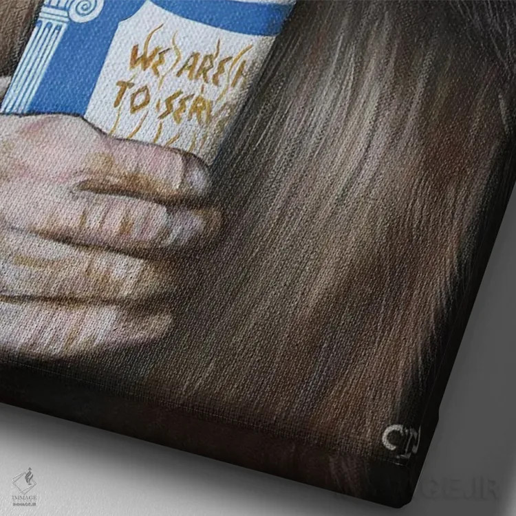 تابلو دکوراتیو قهوه صبحگاهی اثر سیندی دودس - نمای نزدیک بافت بوم