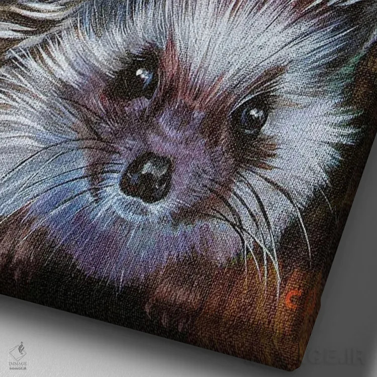 تابلو دکوراتیو جوجه تیغی با آفتابگردان ها اثر سیندی دودس - نمای نزدیک بافت بوم