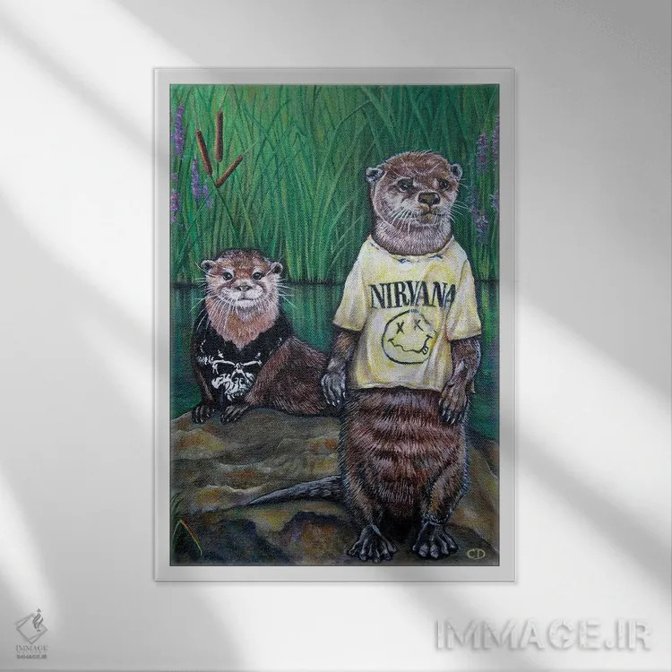 تابلو دکوراتیو سمورهای نسل X اثر سیندی دودس - نمای قابدار سفید