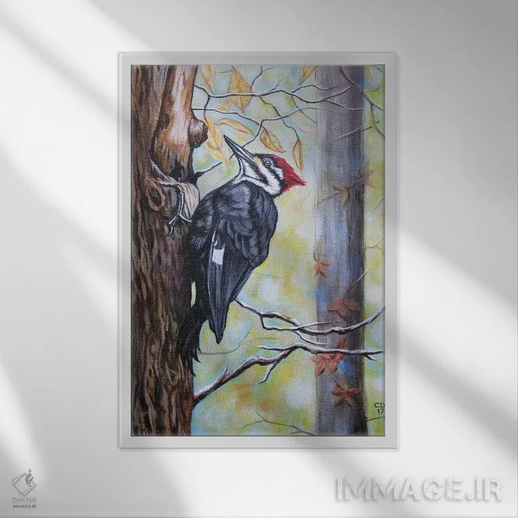 تابلو دکوراتیو وودی اثر سیندی دودس - نمای قابدار سفید