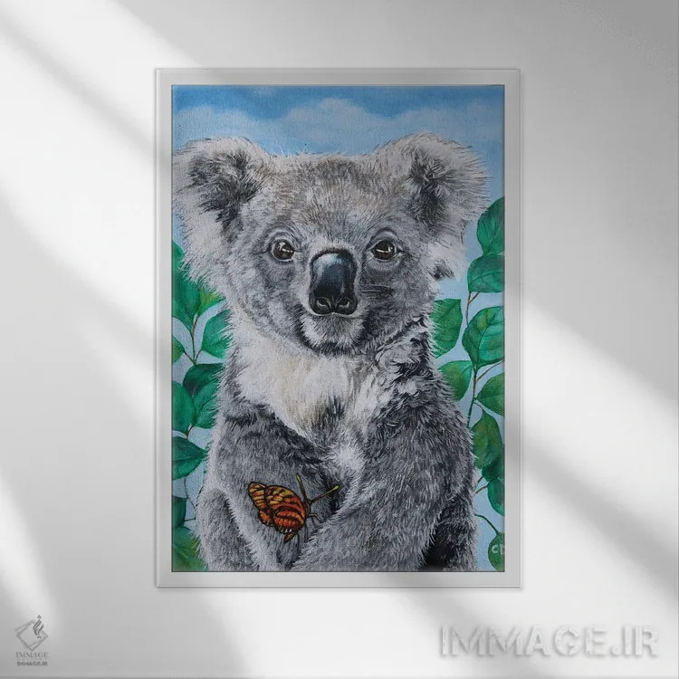 تابلو دکوراتیو کوالا اثر سیندی دودس - نمای قابدار سفید